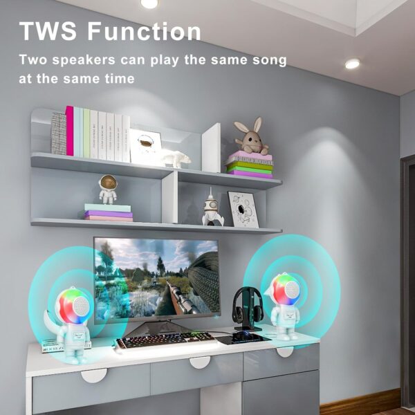 Astronaut Portable Wireless Bluetooth Speaker with Colorful RGB Light, Loud Stereo Sound, Support USB TF Card Playing, Speaker for Home, Outdoors, Gifts for Adults, Teens, Christmas, Birthday - Image 4
