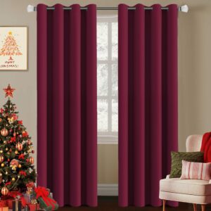 H.VERSAILTEX Premium Blackout Curtains for Bedroom Thermal Insulated Room Darkening Curtains Bedroom Curtains for Christmas Home Decoration - Grommet Top (2 Panels,Burgundy, 52 by 84 - Inch)