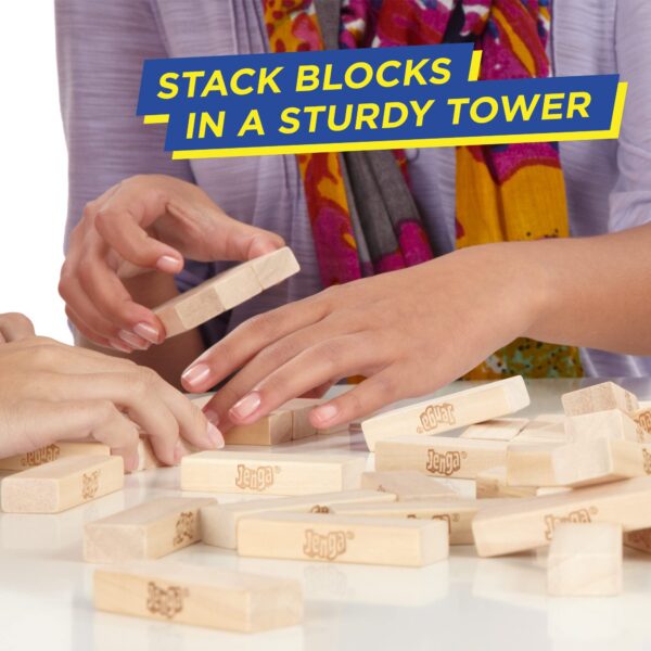Jenga Game | The Original Wood Block Game with Genuine Hardwood Blocks | Stacking Tower Game | Ages 6+ | 1 or More Players | Party Games for Kids | Family Games - Image 9