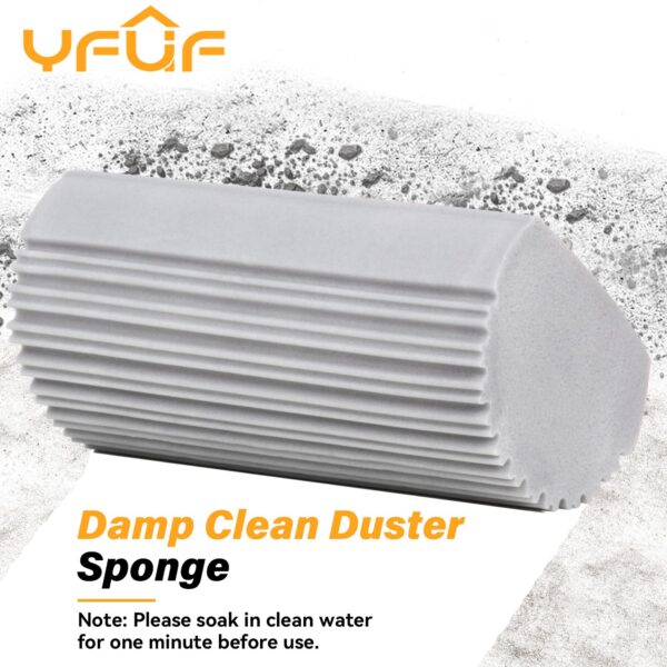 2-Pack Damp Clean Duster Sponge, Magic Sponge Eraser Baseboard Cleaner Tool, Dusters for Cleaning Blinds, Glass, Vents, Railings, Mirrors,Window Track Grooves and Faucets - Image 2
