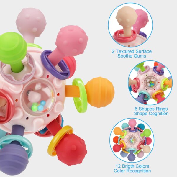 TOHIBEE Baby Montessori Sensory Teether Toy for 0-6, 6-12 Months, Blue, Silicone & ABS Plastic, Baby Rattle - Image 9