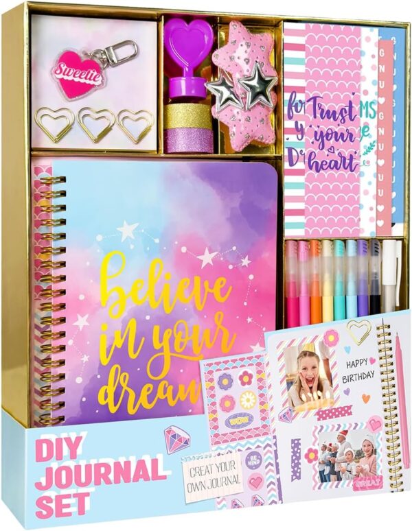 Nollh DIY Journal Kit for Girls - DIY Journal Set for Tween & Teen Girls, Stationery Set, Scrapbook & Diary Supplies Set, Journaling Art Crafts Kit, Ideal Gifts for 8 9 10 11 12 13 14 Year Old Girl - Image 11