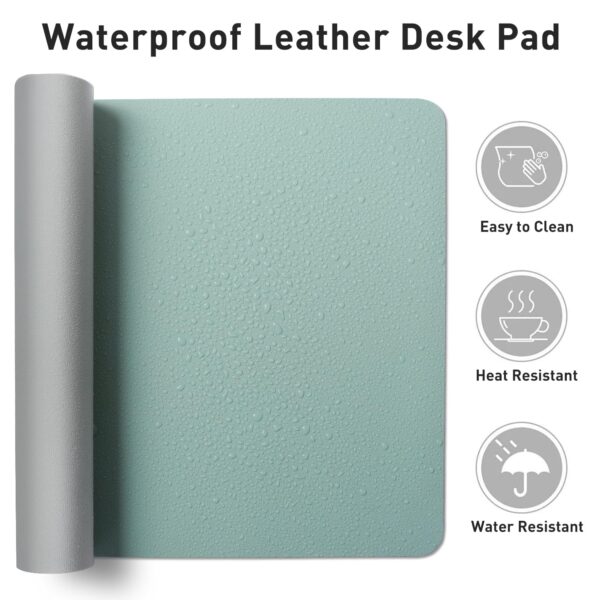 Aothia Leather Desk Pad Protector, Mouse Pad, Office Desk Mat, Non-Slip PU Leather Desk Blotter, Laptop Desk Pad, Waterproof Desk Writing Pad for Office and Home (Light Blue,31.5" x 15.7") - Image 7