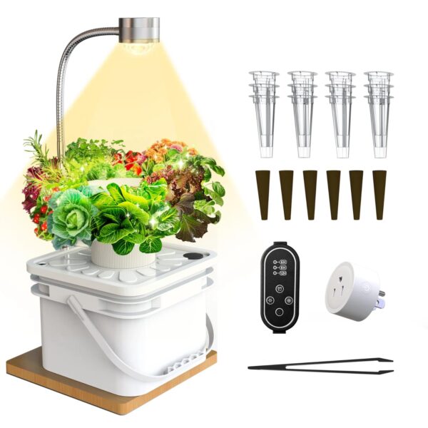 Sjzxuv Indoor Garden Hydroponics Growing System Herb Garden Planter Indoor kit with LED Grow Light Height Adjustable Smart Water Pump Fresh Vegetables - Vertical Hydroponic for Home Kitchen Office