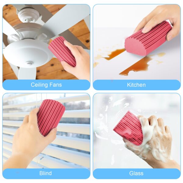 2-Pack Damp Clean Duster Sponge, Magic Sponge Eraser Baseboard Cleaner Tool, Dusters for Cleaning Blinds, Glass, Vents, Railings, Mirrors,Window Track Grooves and Faucets - Image 23