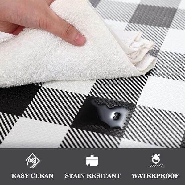 Cushioned Anti-Fatigue Kitchen Mats - White & Black Checkered (Set of 2) - Image 4
