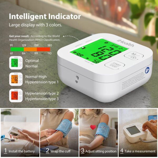 iHealth Track Smart Upper Arm Blood Pressure Monitor with Wide Range Cuff That fits Standard to Large Adult Arms, Bluetooth Compatible for iOS & Android Devices - Image 6