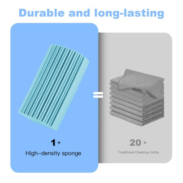 2-Pack Damp Clean Duster Sponge, Magic Sponge Eraser Baseboard Cleaner Tool, Dusters for Cleaning Blinds, Glass, Vents, Railings, Mirrors,Window Track Grooves and Faucets - Image 8