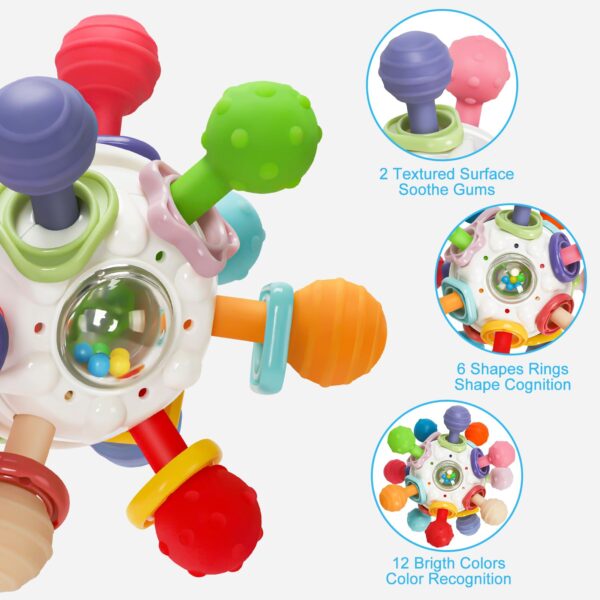 TOHIBEE Baby Montessori Sensory Teether Toy for 0-6, 6-12 Months, Blue, Silicone & ABS Plastic, Baby Rattle - Image 15