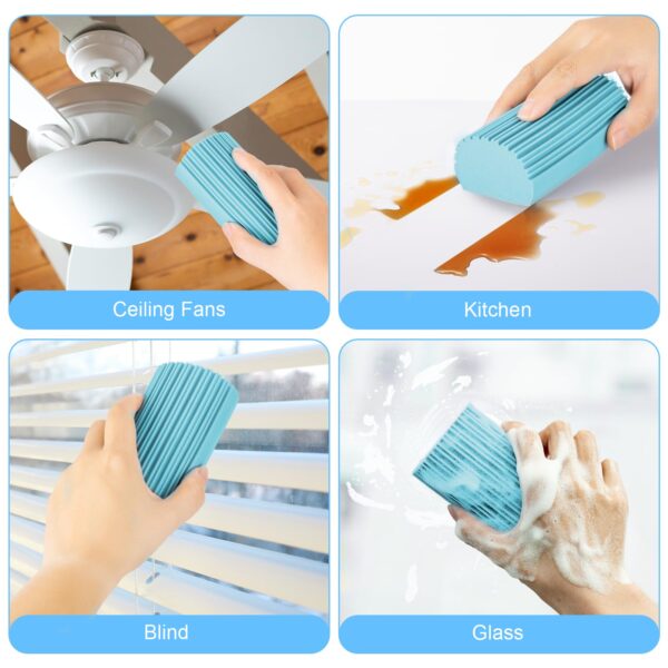 2-Pack Damp Clean Duster Sponge, Magic Sponge Eraser Baseboard Cleaner Tool, Dusters for Cleaning Blinds, Glass, Vents, Railings, Mirrors,Window Track Grooves and Faucets - Image 9