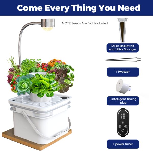Sjzxuv Indoor Garden Hydroponics Growing System Herb Garden Planter Indoor kit with LED Grow Light Height Adjustable Smart Water Pump Fresh Vegetables - Vertical Hydroponic for Home Kitchen Office - Image 3