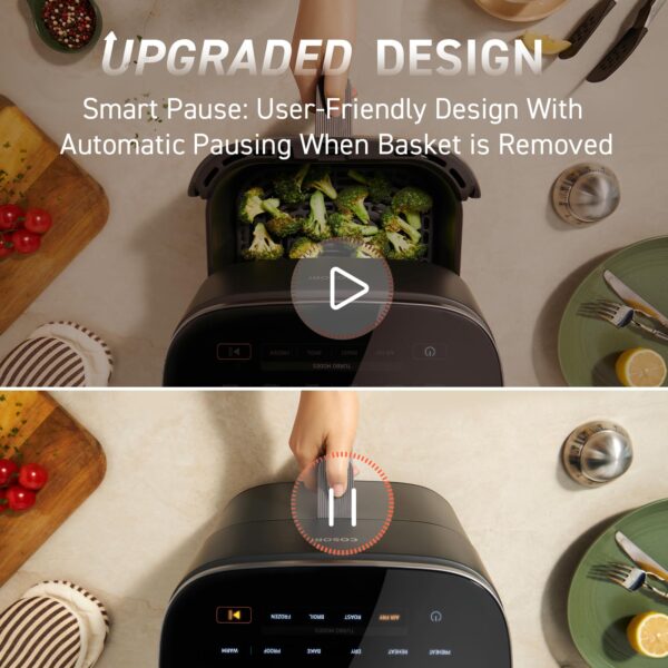 COSORI Air Fryer 9-in-1, Compact & Large 6-Qt, Fast Turbo Modes, 90°–450°F Even Results With Precise Temperature Control, Up to 95% Less Oil*, Roast, Bake, Dry, Reheat, Frozen, Broil, Proof, Grey - Image 7