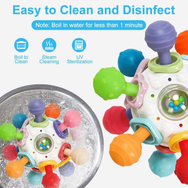 TOHIBEE Baby Montessori Sensory Teether Toy for 0-6, 6-12 Months, Blue, Silicone & ABS Plastic, Baby Rattle - Image 17