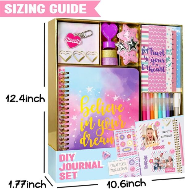 Nollh DIY Journal Kit for Girls - DIY Journal Set for Tween & Teen Girls, Stationery Set, Scrapbook & Diary Supplies Set, Journaling Art Crafts Kit, Ideal Gifts for 8 9 10 11 12 13 14 Year Old Girl - Image 5
