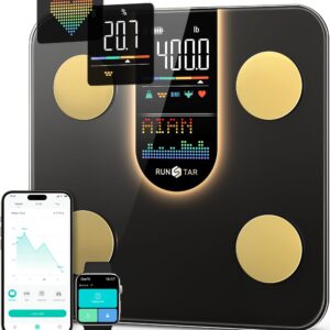 Runstar Scale for Body Weight, Smart Scale with 8-in-1 VA Display, High Precision Bathroom Digital Scale for Body Weight Heart Rate BMI Body Fat 22 Body Composition Sync APP, FSA HSA Eligible