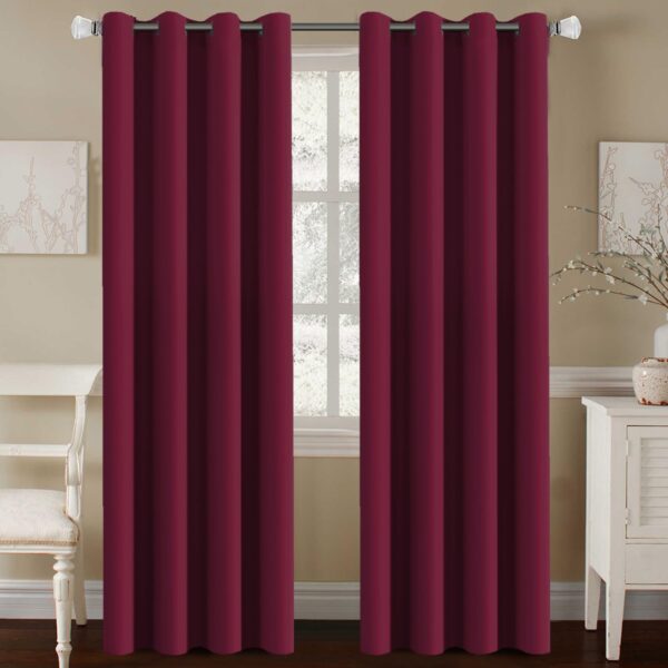 H.VERSAILTEX Premium Blackout Curtains for Bedroom Thermal Insulated Room Darkening Curtains Bedroom Curtains for Christmas Home Decoration - Grommet Top (2 Panels,Burgundy, 52 by 84 - Inch) - Image 3