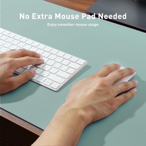 Aothia Leather Desk Pad Protector, Mouse Pad, Office Desk Mat, Non-Slip PU Leather Desk Blotter, Laptop Desk Pad, Waterproof Desk Writing Pad for Office and Home (Light Blue,31.5" x 15.7") - Image 5