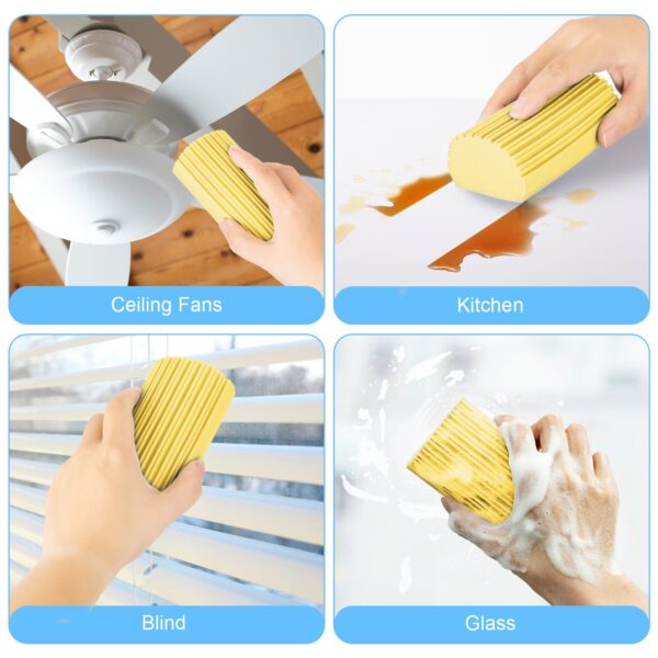 2-Pack Damp Clean Duster Sponge, Magic Sponge Eraser Baseboard Cleaner Tool, Dusters for Cleaning Blinds, Glass, Vents, Railings, Mirrors,Window Track Grooves and Faucets - Image 16