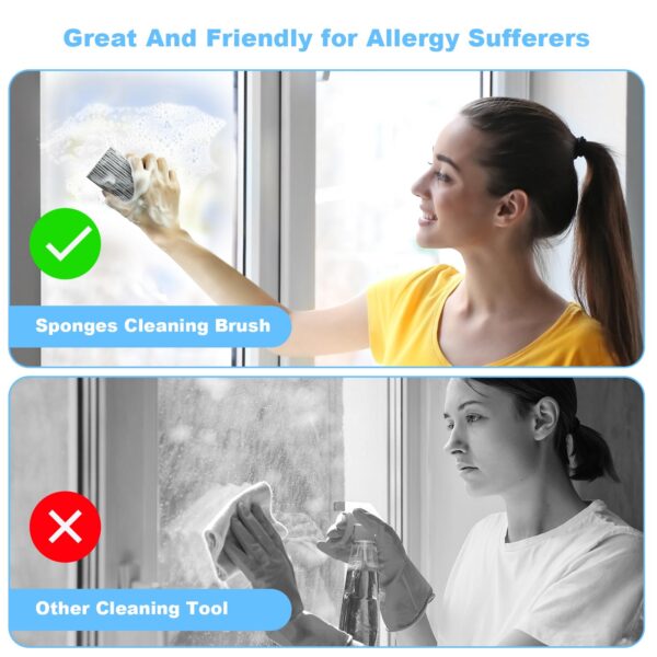 2-Pack Damp Clean Duster Sponge, Magic Sponge Eraser Baseboard Cleaner Tool, Dusters for Cleaning Blinds, Glass, Vents, Railings, Mirrors,Window Track Grooves and Faucets - Image 35
