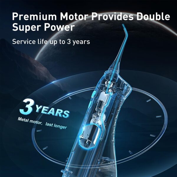 COSLUS Water Dental Flosser Teeth Pick: Portable Cordless Oral Irrigator 300ML Rechargeable Travel Irrigation Cleaner IPX7 Waterproof Electric Flossing Machine for Teeth Cleaning C20(F5020E) - Image 4
