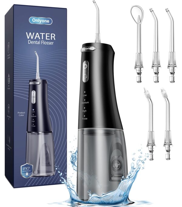 Onlyone Water Dental Flosser Pick for Teeth, 300ML Portable Oral Irrigator, Rechargeable Travel Irrigation Cleaner, Professional Electric Flossing Machine Power Flossers & Irrigator Accessories