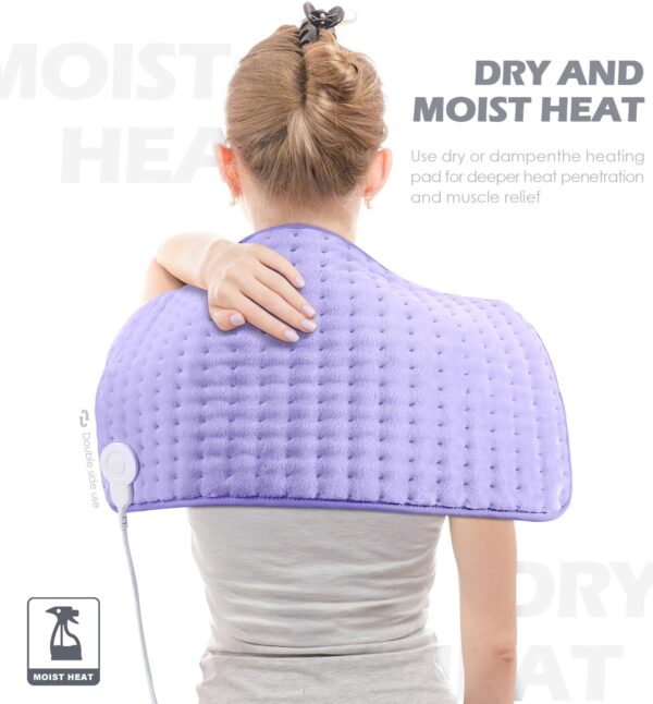 Heating Pad for Back Pain Cramps Relief - Electric Heating Pad for Neck/Shoulder/Muscle Pain - 6 Heat Settings, Auto Off, Moist Heat Options, Machine Washable, Christmas Gifts for Women,Mom,Sister -XL - Image 6