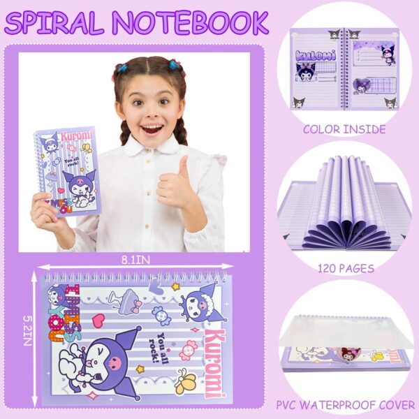 iseainno Kuromi School Supplies Set Cute Stationery Gift Set Kawaii Back to School Including A5 NotebookPencil CasePens,Stickers,ID Badge holderRuler Eraser Perfect Easter Birthday Gifts for Kids - Image 2