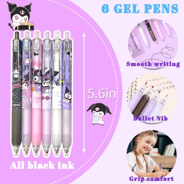 iseainno Kuromi School Supplies Set Cute Stationery Gift Set Kawaii Back to School Including A5 NotebookPencil CasePens,Stickers,ID Badge holderRuler Eraser Perfect Easter Birthday Gifts for Kids - Image 4
