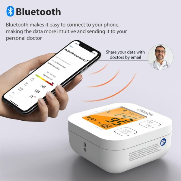iHealth Track Smart Upper Arm Blood Pressure Monitor with Wide Range Cuff That fits Standard to Large Adult Arms, Bluetooth Compatible for iOS & Android Devices - Image 2