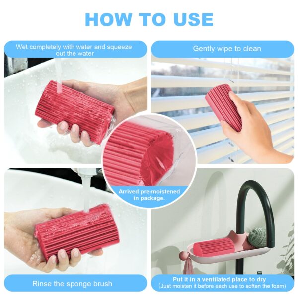 2-Pack Damp Clean Duster Sponge, Magic Sponge Eraser Baseboard Cleaner Tool, Dusters for Cleaning Blinds, Glass, Vents, Railings, Mirrors,Window Track Grooves and Faucets - Image 27