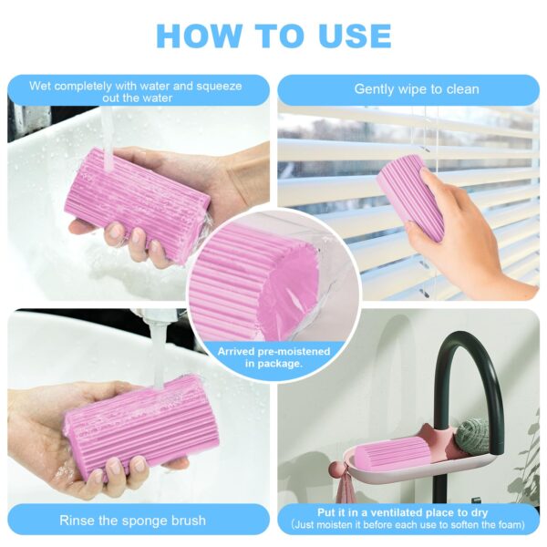 2-Pack Damp Clean Duster Sponge, Magic Sponge Eraser Baseboard Cleaner Tool, Dusters for Cleaning Blinds, Glass, Vents, Railings, Mirrors,Window Track Grooves and Faucets - Image 47