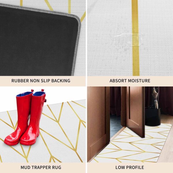 Cushioned Anti-Fatigue Kitchen Mats - Geometric Golden Stripes (Set of 2) - Image 5