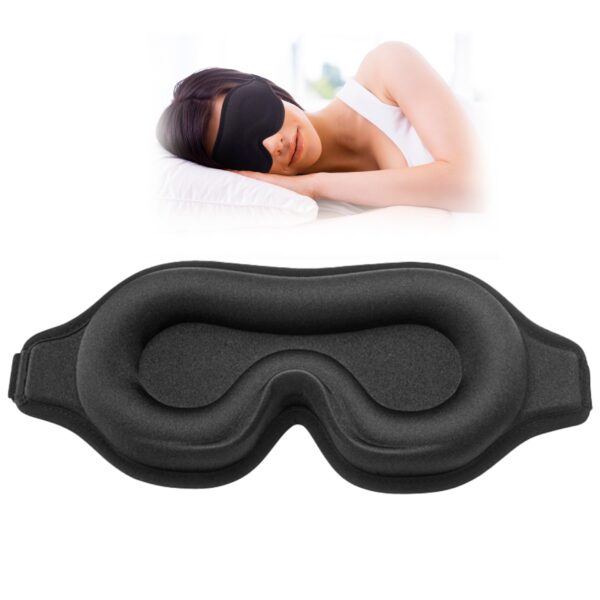 Sleep Eye Mask for Men Women, Lash Extensions 3D Sleeping Mask, Travel Blackout Night Blindfold Eye Shade Cover with Adjustable Strap (Black-3D)