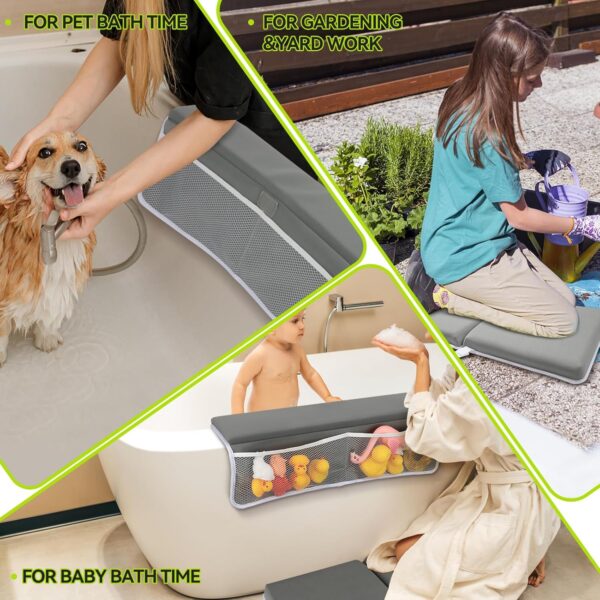 Drying-Free Bath Kneeler and Elbow Rest Pad Set for Baby Kid's, Waterproofing Kneeling Pad Painless Memory Foam Baby Bath Pad with Toy Organizer, Waterproof and Easy to Clean - Image 7