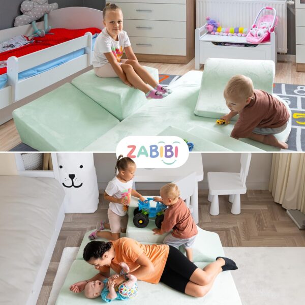 Foam Climbing Blocks for Toddlers - 5 Piece Climb and Crawl Foam Playset with Calming Green Color and Washable Cover - Nonslip Soft Play Climbing for Toddlers, Baby Gym, Toys Indoors - Image 7