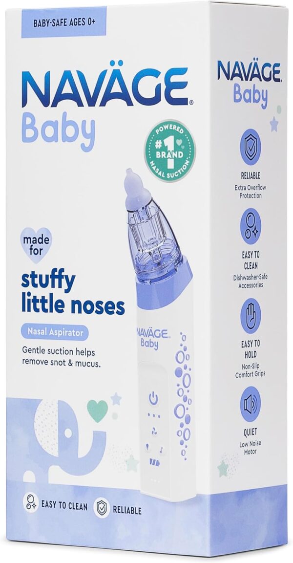 Navage Baby Nasal Aspirator - Gentle, Pediatrician Recommended Nasal Aspirator for Baby Congestion & Stuffy Noses - Baby Nose Sucker w/ Lights, Lullabies & BPA Free Silicone Tips - Image 7