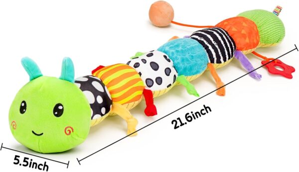 Baby Sensory Toy 0-6 Month Music Animal Stuffed Plush Caterpillar Toy for Infant 0-3-6 Month Tummy Time with Baby Mirror Crinkle Rattle for 6-12 Month Easter Toy for Newborn Boys Girls Birthday Gifts - Image 7