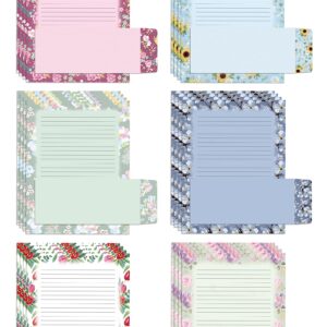 Better Office Products Floral Paper Stationery Set, 100 Piece Set (50 Lined Sheets + 50 Matching Envelopes), Letter Size 8.5 x 11 inch, 6 Designs, Double Sided/Lined Printing Paper,