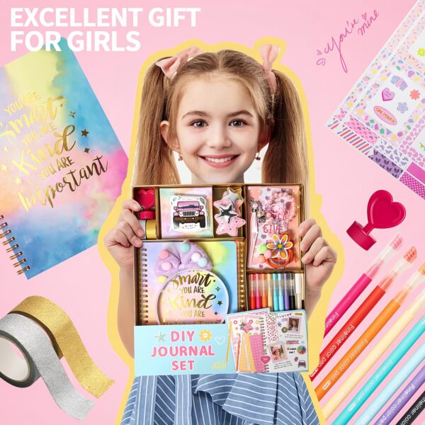 R RUCKERCO Girls DIY Diary 54 Pcs Diary Set,Toys for Ages 8-13,DIY Stationery Set, Thin Stickers and Little Girls Daily Supplies, Gifts for Teen Good Idea Choice - Image 7