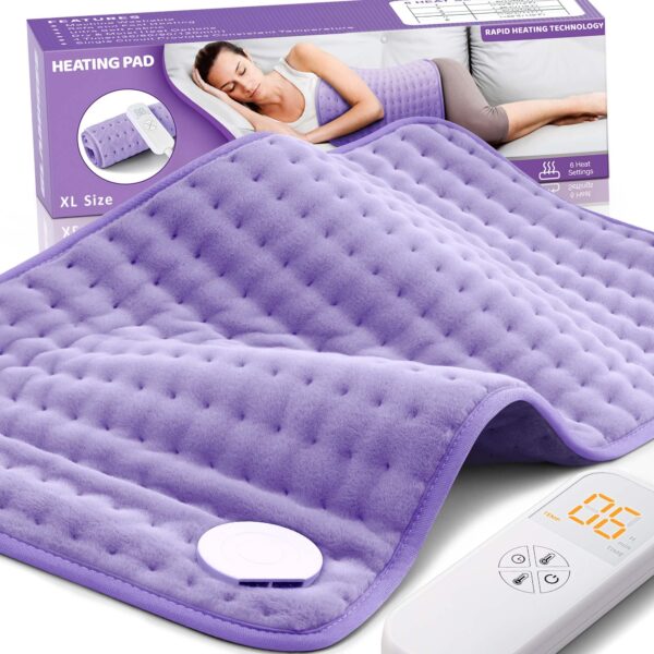 Heating Pad for Back Pain Cramps Relief - Electric Heating Pad for Neck/Shoulder/Muscle Pain - 6 Heat Settings, Auto Off, Moist Heat Options, Machine Washable, Christmas Gifts for Women,Mom,Sister -XL - Image 2
