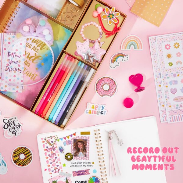 R RUCKERCO Girls DIY Diary 54 Pcs Diary Set,Toys for Ages 8-13,DIY Stationery Set, Thin Stickers and Little Girls Daily Supplies, Gifts for Teen Good Idea Choice - Image 2