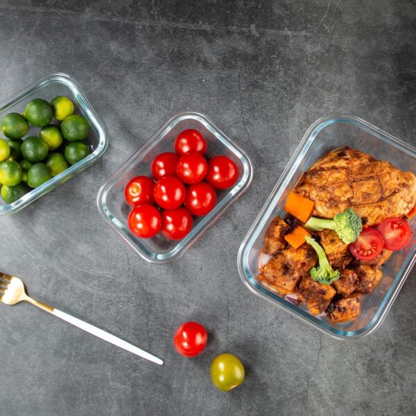 10-Pack Airtight Glass Meal Prep Containers with Air Vents - Leakproof and Microwave Safe - Image 2