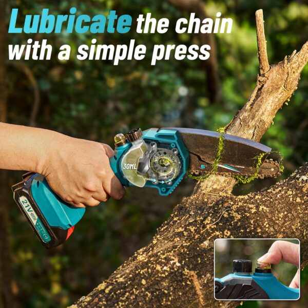 Seesii Mini Chainsaw Cordless 6-inch, Handheld Electric Power Chain Saw with 2 Batteries, for Tree Trimming Wood Cutting, Best Gifts for Dad, Husband - Image 24
