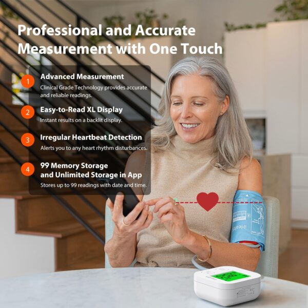 iHealth Track Smart Upper Arm Blood Pressure Monitor with Wide Range Cuff That fits Standard to Large Adult Arms, Bluetooth Compatible for iOS & Android Devices - Image 7