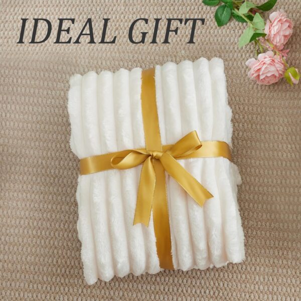 Soft Fleece Throw Blanket for Couch - Cream White 50"x60", Fluffy and Decorative - Image 6