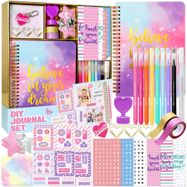 Nollh DIY Journal Kit for Girls - DIY Journal Set for Tween & Teen Girls, Stationery Set, Scrapbook & Diary Supplies Set, Journaling Art Crafts Kit, Ideal Gifts for 8 9 10 11 12 13 14 Year Old Girl - Image 4