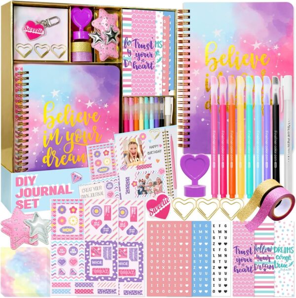 Nollh DIY Journal Kit for Girls - DIY Journal Set for Tween & Teen Girls, Stationery Set, Scrapbook & Diary Supplies Set, Journaling Art Crafts Kit, Ideal Gifts for 8 9 10 11 12 13 14 Year Old Girl - Image 2
