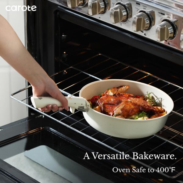 CAROTE Pots and Pans Set Non Stick, Cookware Sets, Kitchen Set, Oven/Fridge Safe, Space Saving Pots Set, Nonstick Cooking Set with Versatile Detachable Handle, Induction RV Set, Cream White - Image 7