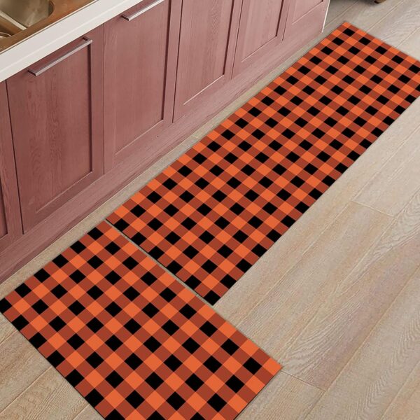 Cushioned Anti-Fatigue Kitchen Mats - Orange & Black Checkered (Set of 2) - Image 6