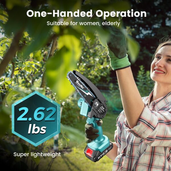 Seesii Mini Chainsaw Cordless 6-inch, Handheld Electric Power Chain Saw with 2 Batteries, for Tree Trimming Wood Cutting, Best Gifts for Dad, Husband - Image 17